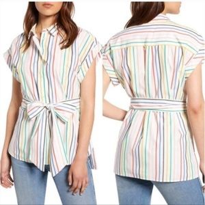 Jcrew striped cotton poplin blouse